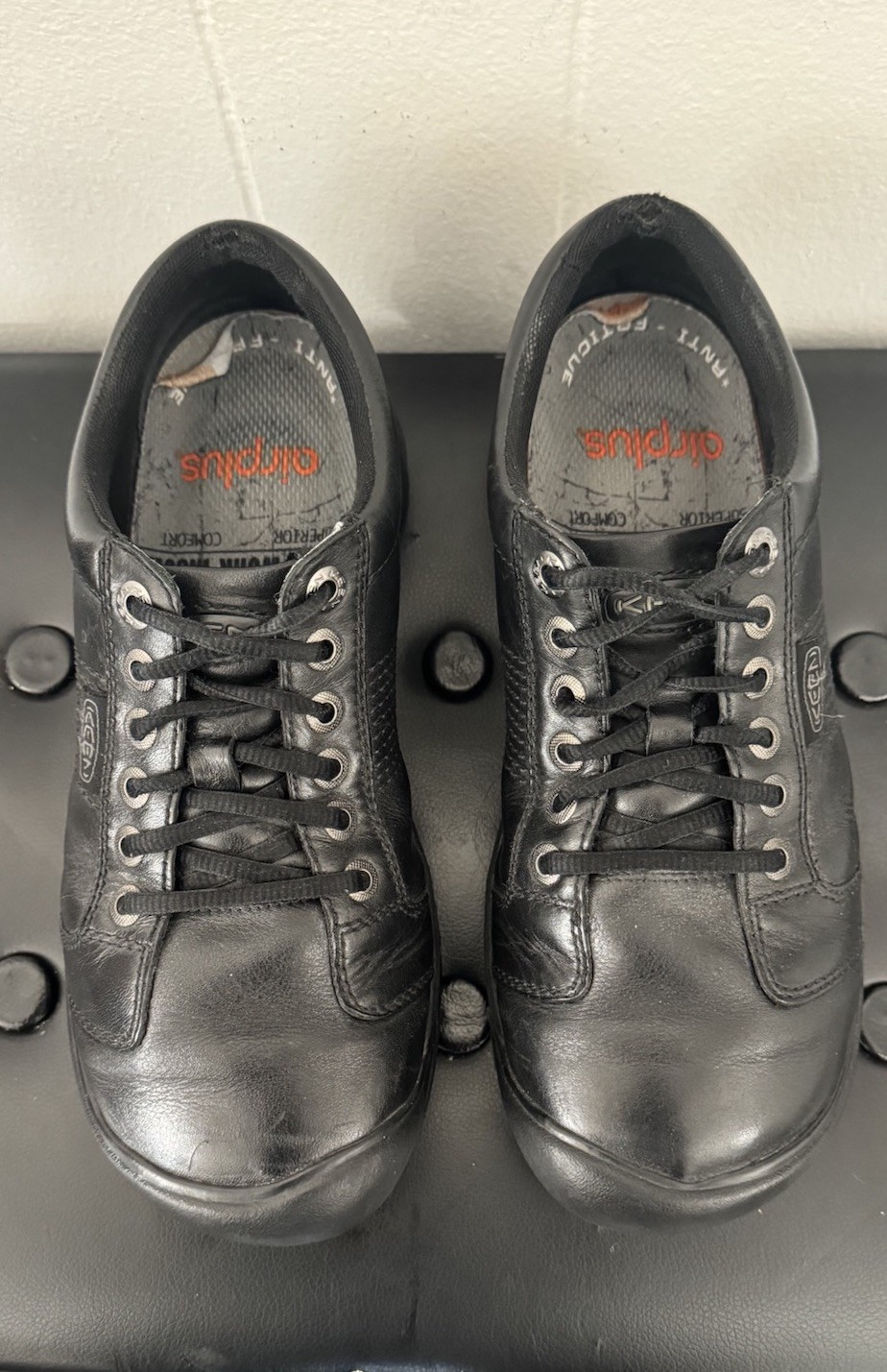 Scarpe Oxford da lavoro uomo Keen PTC nere in pelle atletica bassa utilità taglia US 9