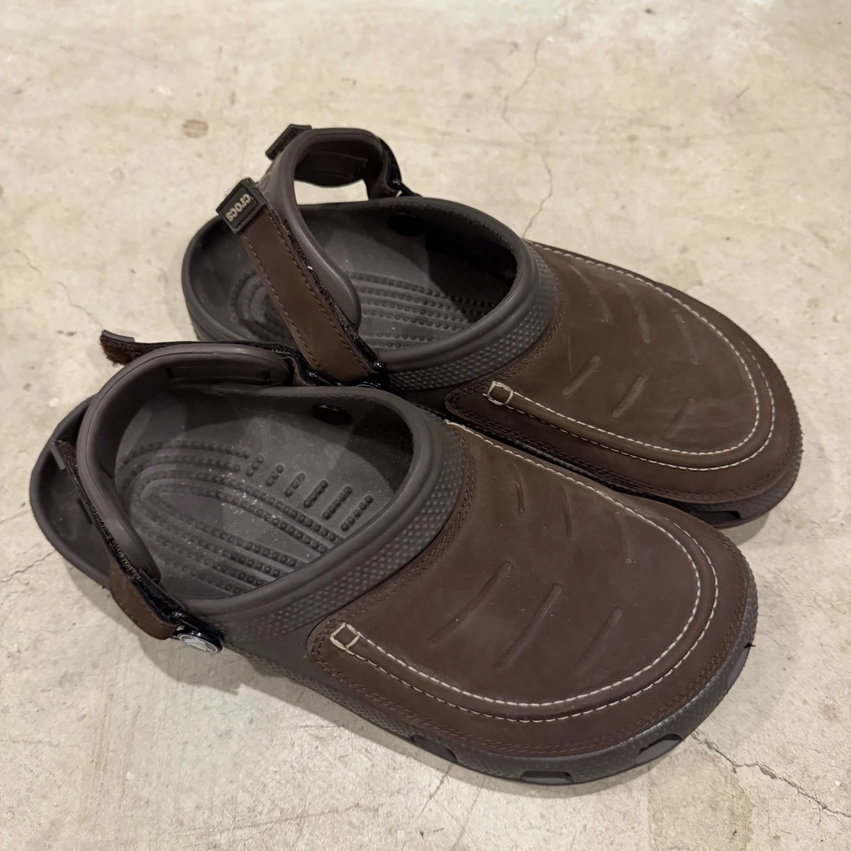 Crocs (Size 11) Men\'s Tan Leather Upper Nubuck Suede Trim Slip-on Comfort Shoes Crocs Men main image 4