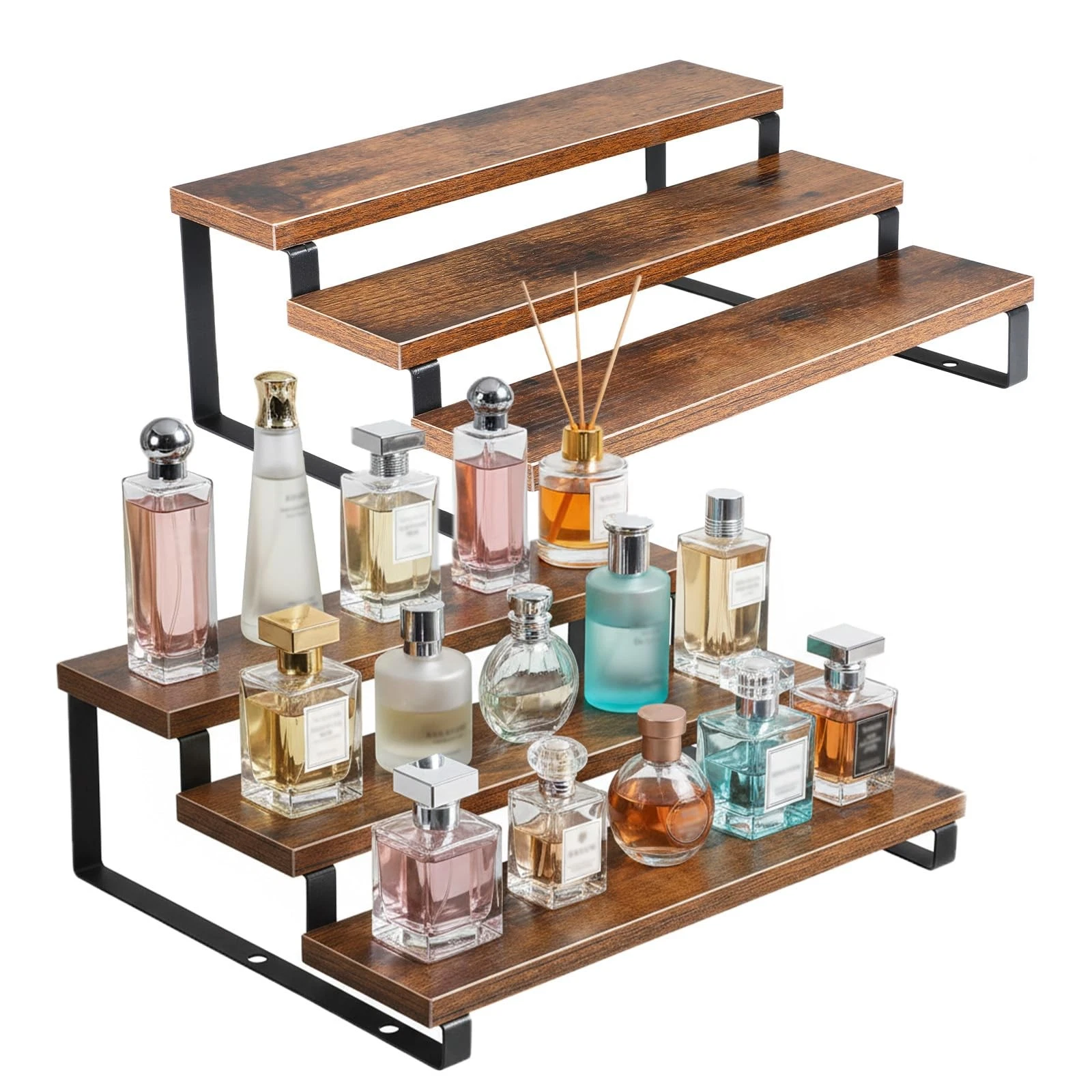 2PCS Wooden Spice Rack, 3 Tier Spice Rack, Kitchen Countertop Shelf Organizer...