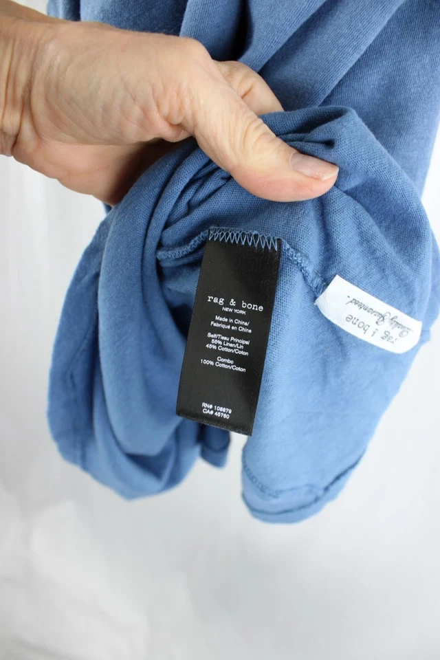 Camisa polo de manga corta Rag & Bone para hombre azul lino mezcla algodón talla mediana Foto 4 de 4