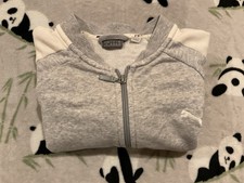 Puma Womens Large Grey Track Jacket Gray French Terry Contrast Full Zip L