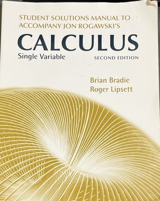 Student Solutions Manual Calculus Second Edition Bradie Lipsett Paperback