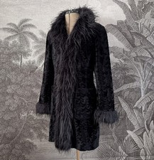Giacca Vintage Afgano Cappotto Ecopelliccia Y2K Penny Lane Giacca Nera RARO Gotico M