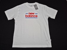 New Balance Men's White Logo Classic Sports Running Casual Cotton T-Shirt