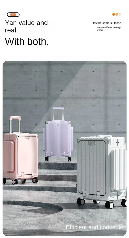 20" Smart Carry-On Luggage with USB Charging Ports, TSA Lock, Laptop Compartment - Image 3 of 4