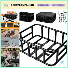 Grand panier de vélo arrière avec filet de chargement, doublure et housse étanche - convient aux vélos électriques et