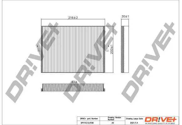 Cabin filter Particulate Filter DP1110.12.0108 Dr!ve+ for NISSAN INFINITI SUBARU