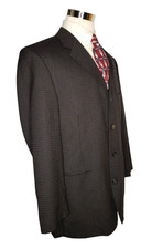 Karl Kani Hip Hop Designer Black Stripe Men's 42R, 4 Button Suit Super 100s Wool