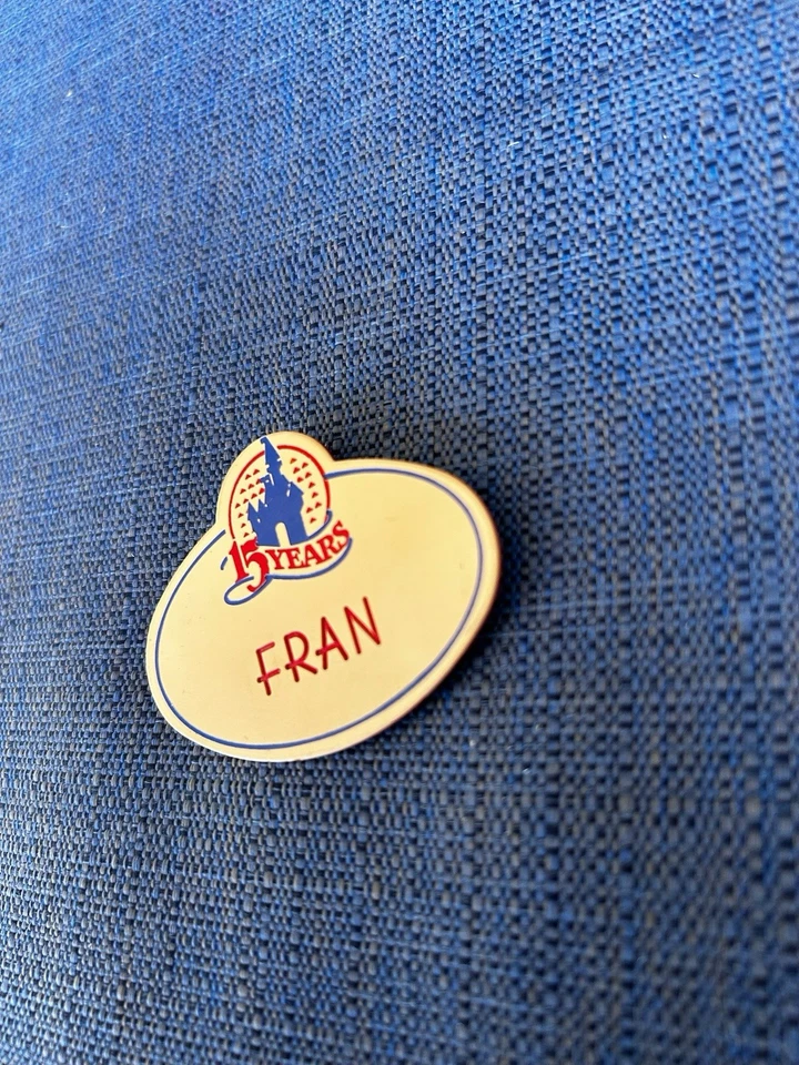 Disney Cast Member Name Tag Badge Pin "Fran" 15 Years WDW (2a) - Image 3 of 4