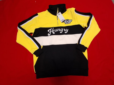 Born hungry Men Sweatshirt Sz L Heather Embroidered Graphics yellow NWT
