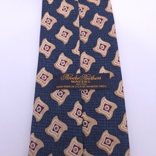 Brooks Brothers Makers Tie Men's 4x58 Wide Blue Geometric Print Silk Made In USA