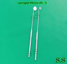 SET OF 2 LARYNGEAL BOILABLE HYGIENE DENTAL MIRRORS WITH HANDLE 0 , 5
