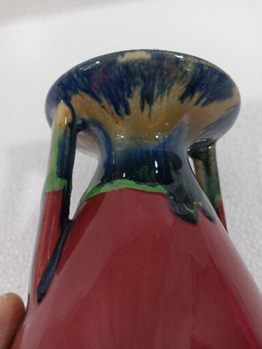 Vintage Mid Century Drip Glaze Pottery Hand Painted Vase Made in Japan - Picture 6 of 8