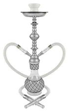 19" White Hookah Set - Nicolette by Premium Hookah Shisha 2 Hose