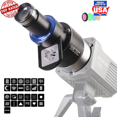 Bowens Mount Projector Attachment Spotlight Optical Snoot Kit W/ Filters Gobos