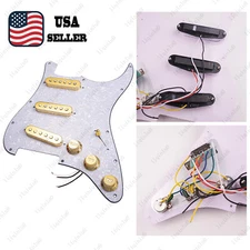 Prewired-Loaded SSS Pickguard Ceramic Pickups For Strat White Pearl&Gold