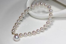 Charm 6.5"8-9mm natural south sea genuine white round pearl bracelet 158AAA