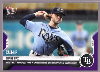 Shane Baz Rays Rookie Call-Up Fans 9 Marlins 2021 Topps Now #865 Purple /25