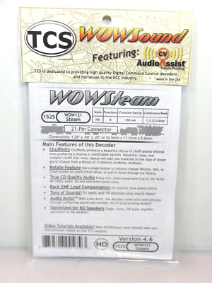 Train Control Systems TCS HO Scale #1525 21 Pin Steam WOW121 Sound Decoder V4.6