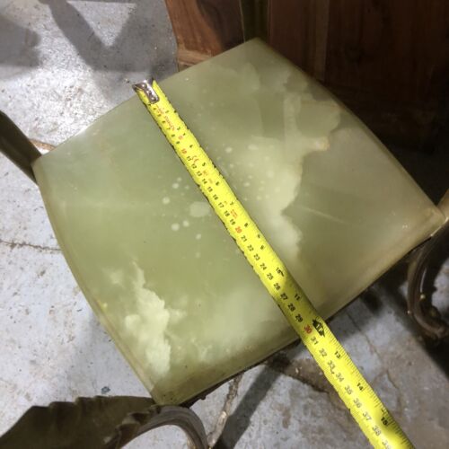 Vintage French Style Onyx & Ornate Brass Two Tier Tall Console Side Table - Picture 8 of 8
