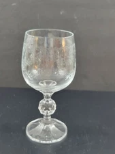 Vintage Bohemia Crystal Crystalex Queen's Lace Wine Glasses Clear Etched  
