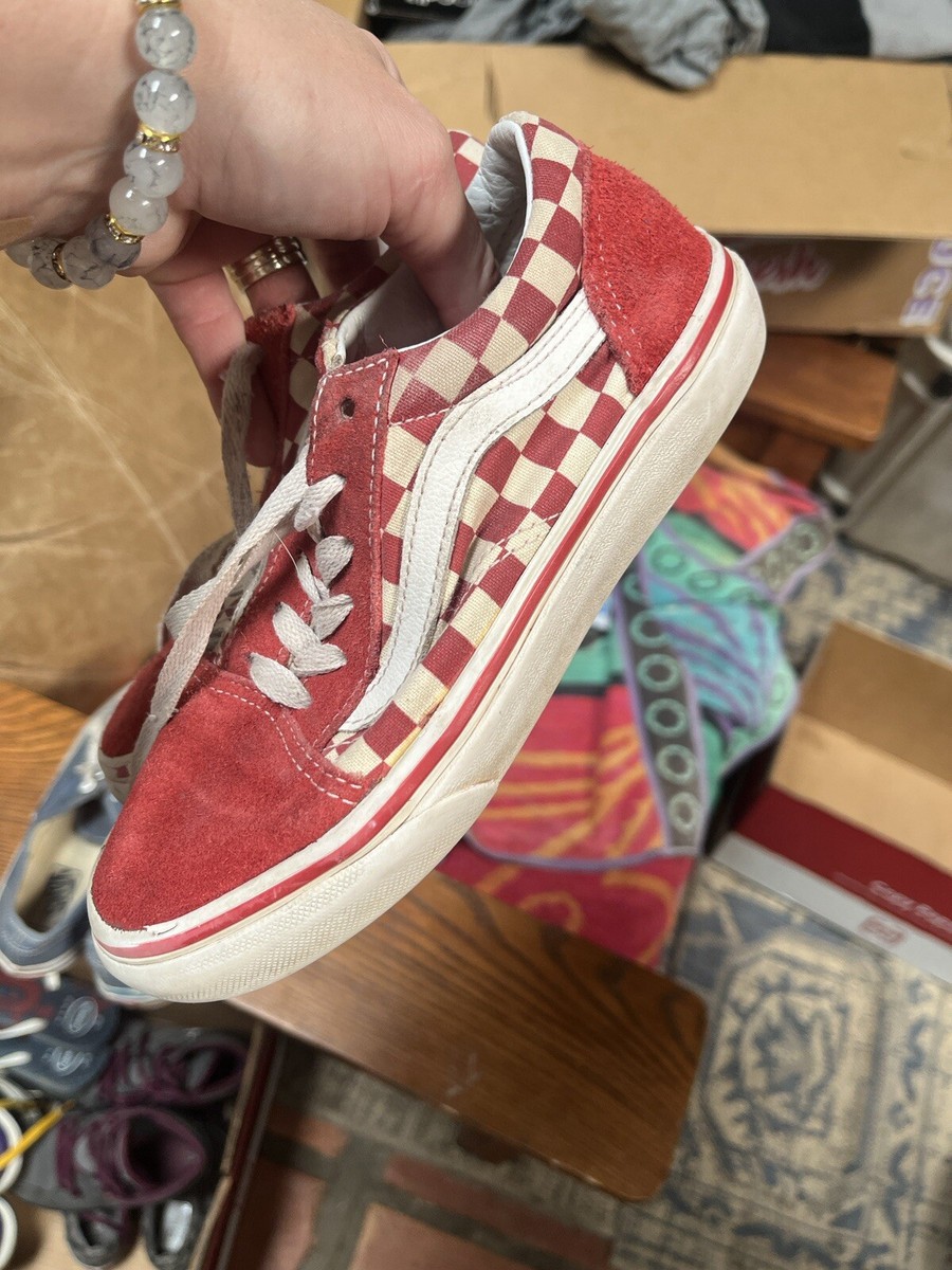 Vans Boys Shoes Size Red White Checkered