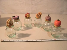 Set of 6  Spice Glass jars with Vegetable Top Corks