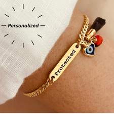 Azabache Bracelet, Evil Eye Bracelet, Natural Jet Hand, Personalized Bracelet