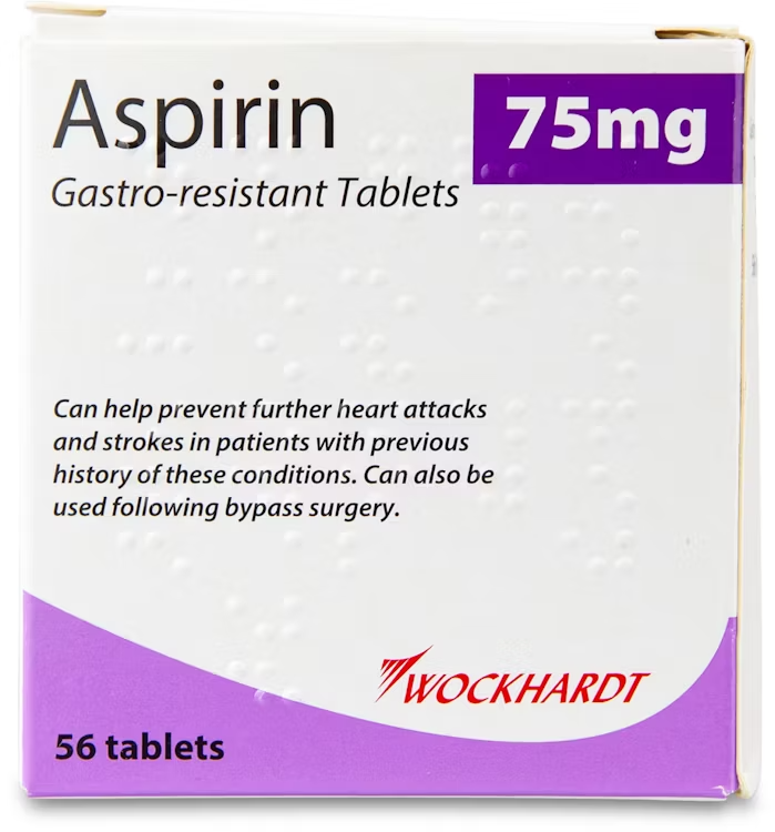 Aspirin 75mg GastroResistant 56 Tablets eBay
