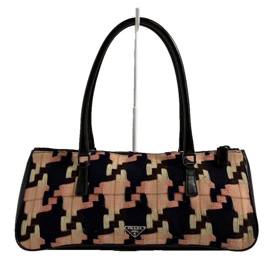 PRADA AW2000 tweed hand bag used shoulder bag mini boston PRADA AW2000 tweed hand bag used shoulder bag mini boston