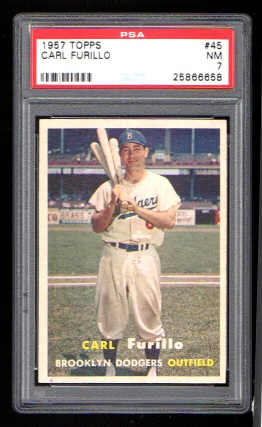 1957 Topps Carl Furillo #45, PSA 7 NM, Brooklyn Dodgers