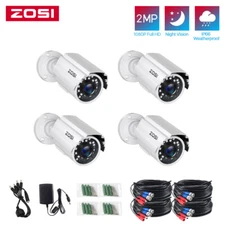 ZOSI 4PCS White Metal 1080P Home TVI Security Cameras CCTV Outdoor Night Vision