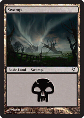 Basic Lands 10 MTG Swamp (236), nuova di zecca, inglese Avacyn restaurato - Foto 1 di 1