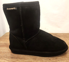 BearPaw-Youth Black Fuaux Fur Suede Side Zipper Boots size 2