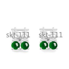 Certified Natural Grade A Jade Yang Green S925 Silver Jadeite Mosaic Earrings