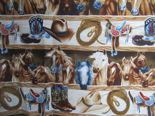 Hobby Lobby "Cowboy Western" Theme Print Cotton Fabric RARE 32"X44" NEW - Picture 4 of 7