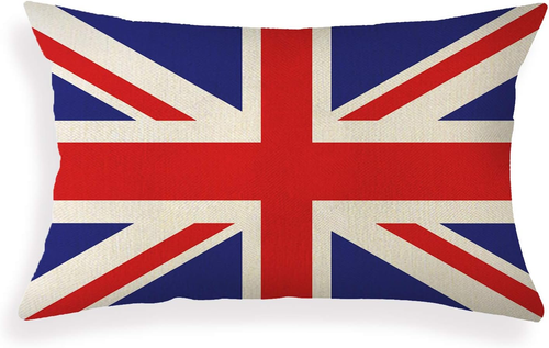 British Lumbar Pillow Cover 12X20 Inch Home Decor Union Jack Pillow Case Cotton