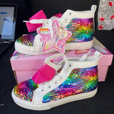 JoJo Siwa Star Girls' High Top Shoes Girl's Size Multi Rainbow NWB