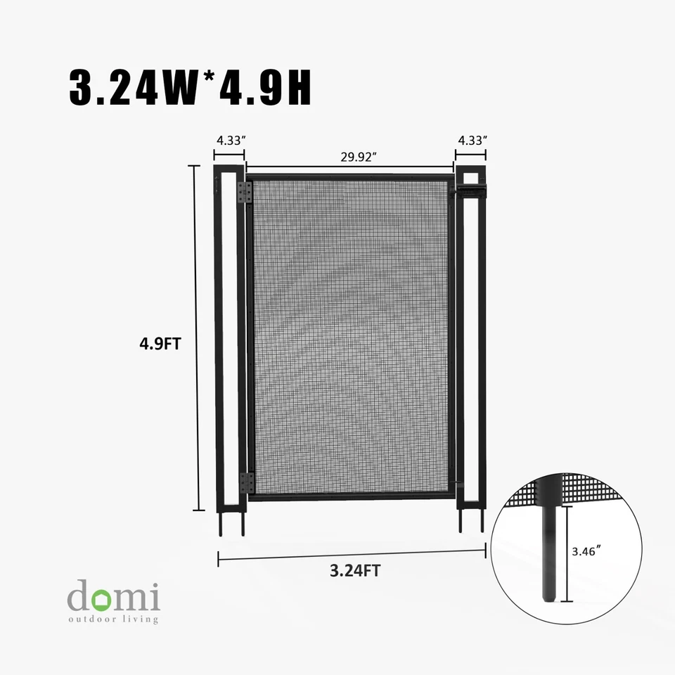 Domi 5FT Self-Closing Pool Fence Gate Kit w/ Safety Lock, Weatherproof (Black) - Image 2 of 4