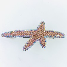 USA STARFISH BARRETTE Hair Clip Hairpin use Swarovski Crystal Elegant Brown New