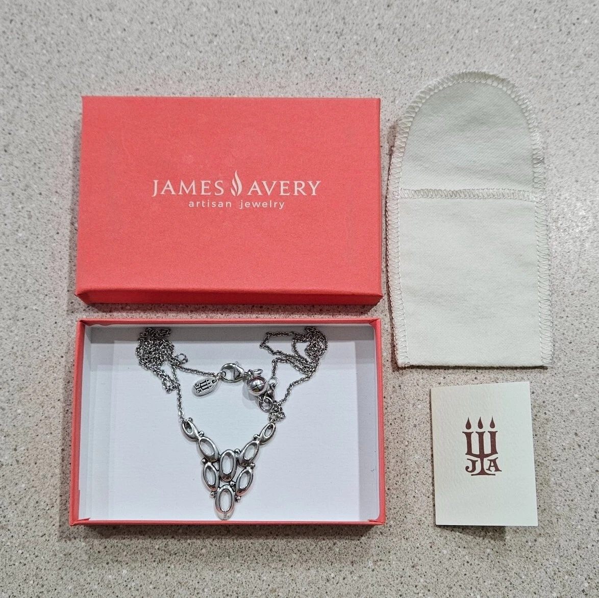 James Avery Retired Oval V Sterling Silver Necklace Pendant With