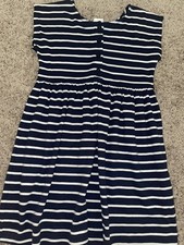 HANNA ANDERSSON Girls short-sleeve navy blue striped Play dress Sz 120 6/7
