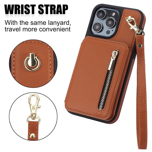 PU Leder Hülle mit Crossbody Handykette Wallet Cover für iPhone 15 Pro Max 14 13 - Zdjęcie 37 z 59
