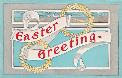 Easter Greeting Rising Star Turquoise Graphics Westville IN Vtg Postcard CP384