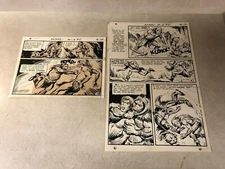 Anthro #5 original comic art PG #13,14 BATTLES MEDICINE MAN 1969 DC caveman