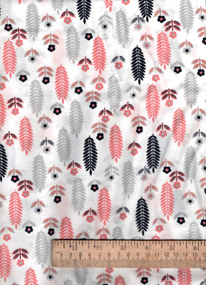 Peach gray Wheat Flower cotton Fabric 1/2 yard