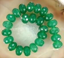 Wholesale Natural 5x8mm Faceted Green Jade Gemstone Rondelle Loose Beads 15''