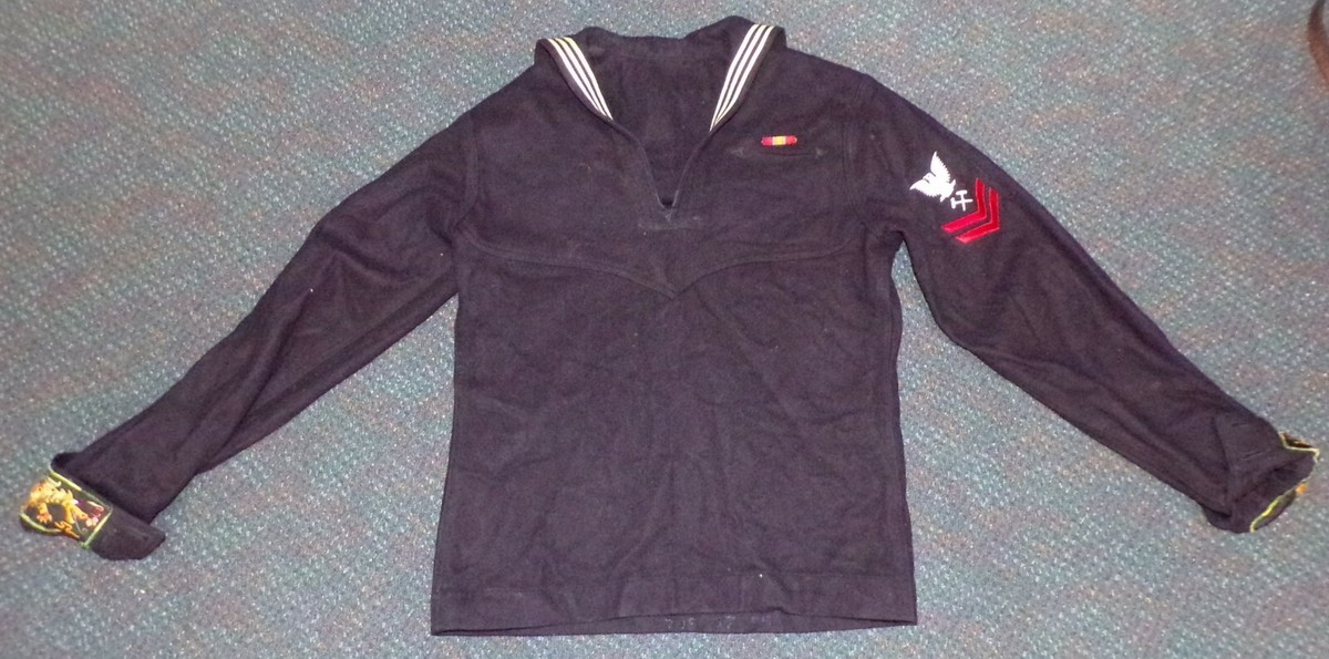 US Navy 1950s Blue Wool Jumper Crackerjack Seabee Petty Officer Blouse | eBay US Navy 1950s Blue Wool Jumper Crackerjack Seabee Petty Officer Blouse | eBay