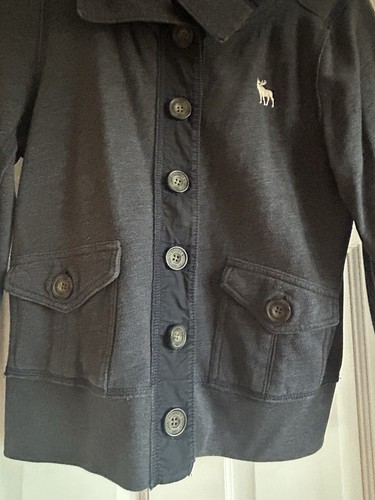 Abercrombie and Fitch Navy Button Front Sweatshirt size 10 - Picture 4 of 6