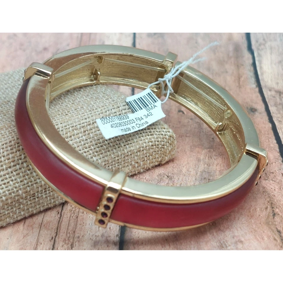 NUEVO CON ETIQUETAS Coldwater Creek Tono Dorado y Panel Rosa Pulsera Elástica Acentos de Estrás Foto 4 de 4